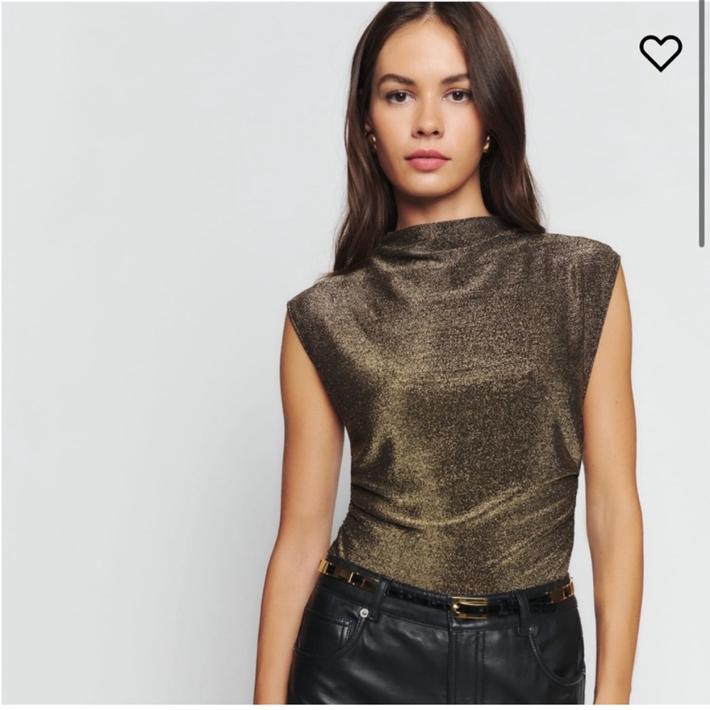 Reformation black/gold sparkle Lindy Knit Top